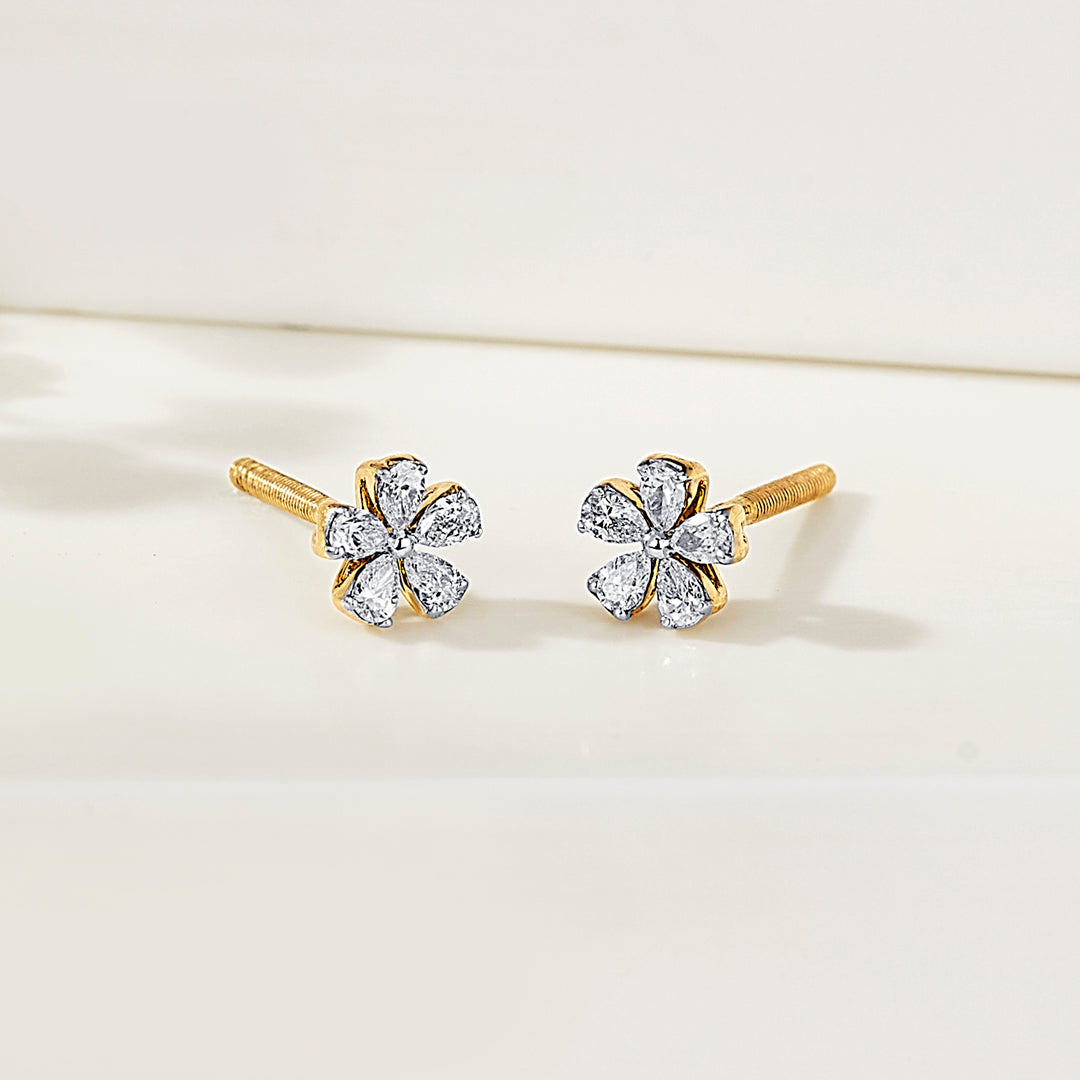 Floret Radiance Yellow Gold Stud Earring for Women