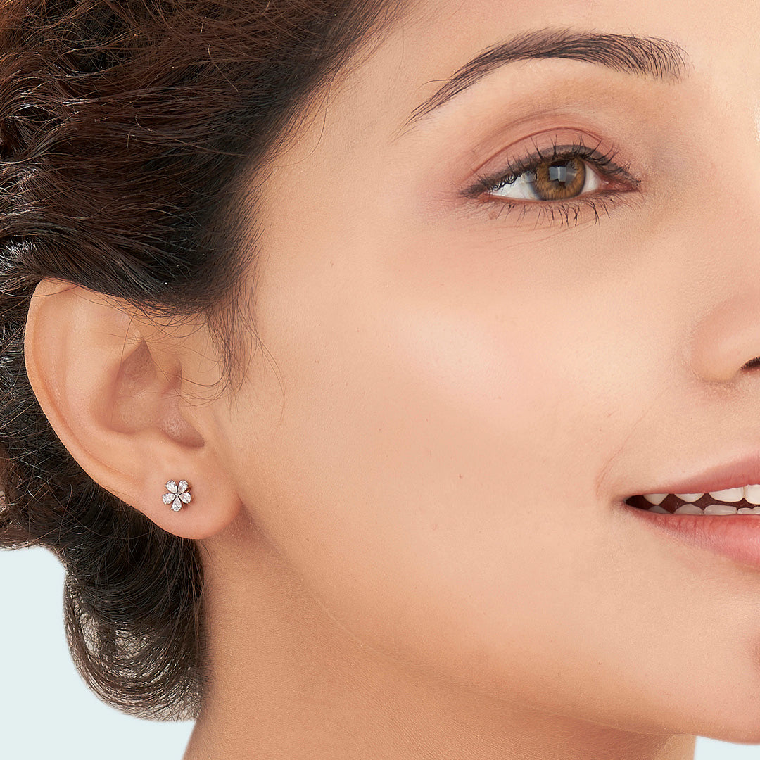 floret radiance yellow gold stud earring for woman