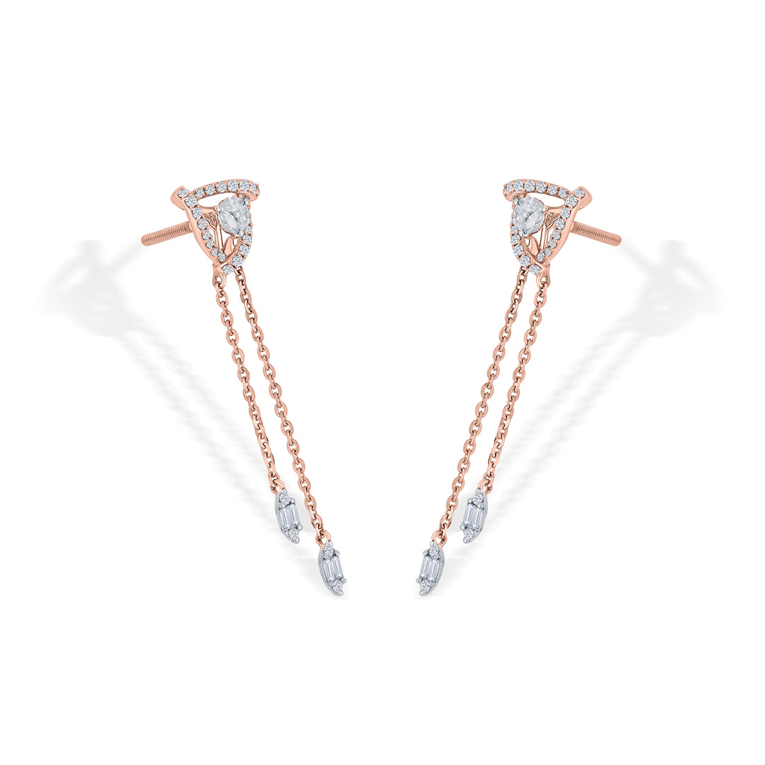 apex pyramid gold stud diamond earring for woman