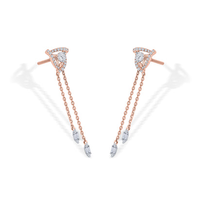 Apex Pyramid Gold Stud Diamond Earring for Woman