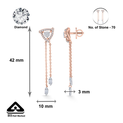 Apex Pyramid Gold Stud Diamond Earring for Woman