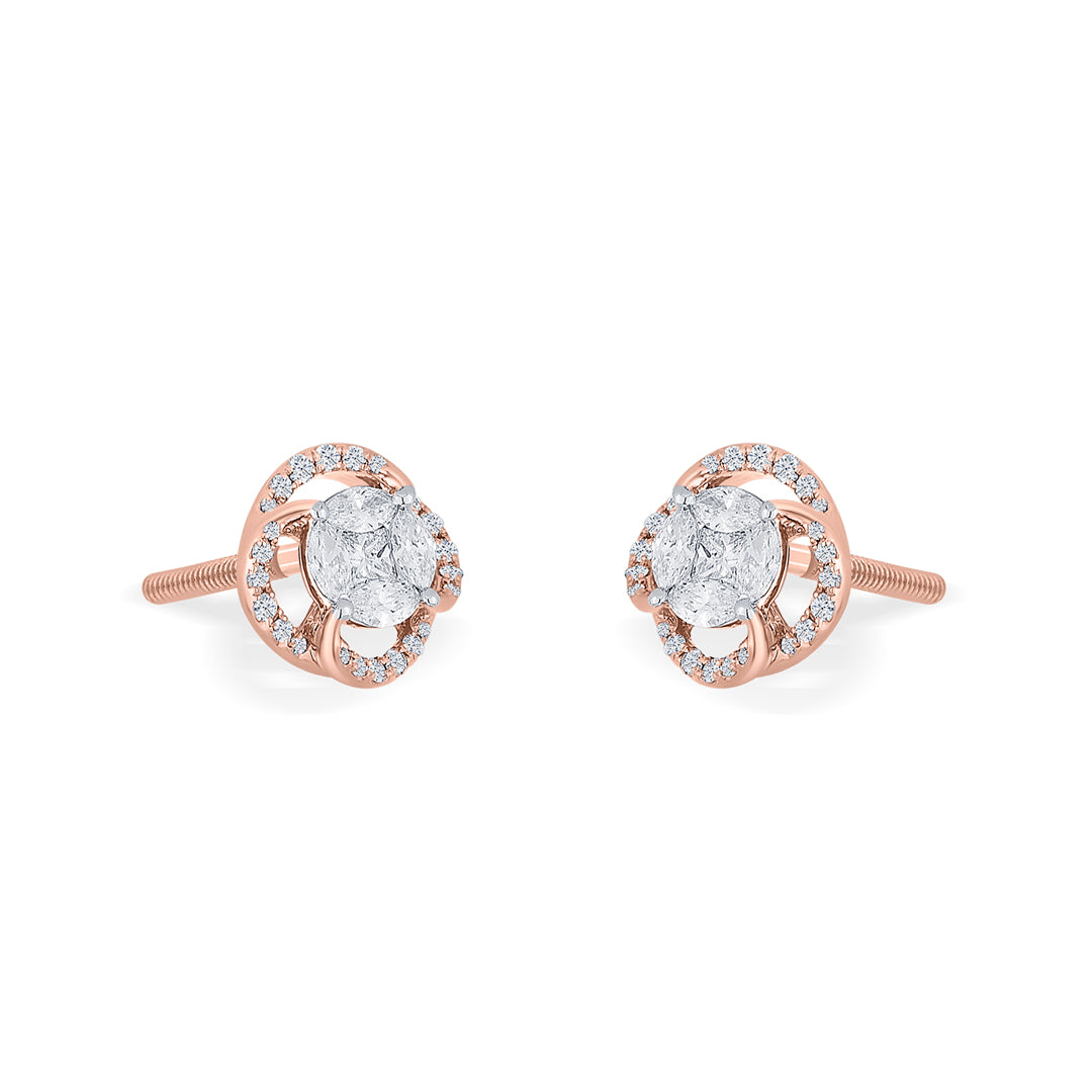 majestic sphere rose gold stud earring for woman
