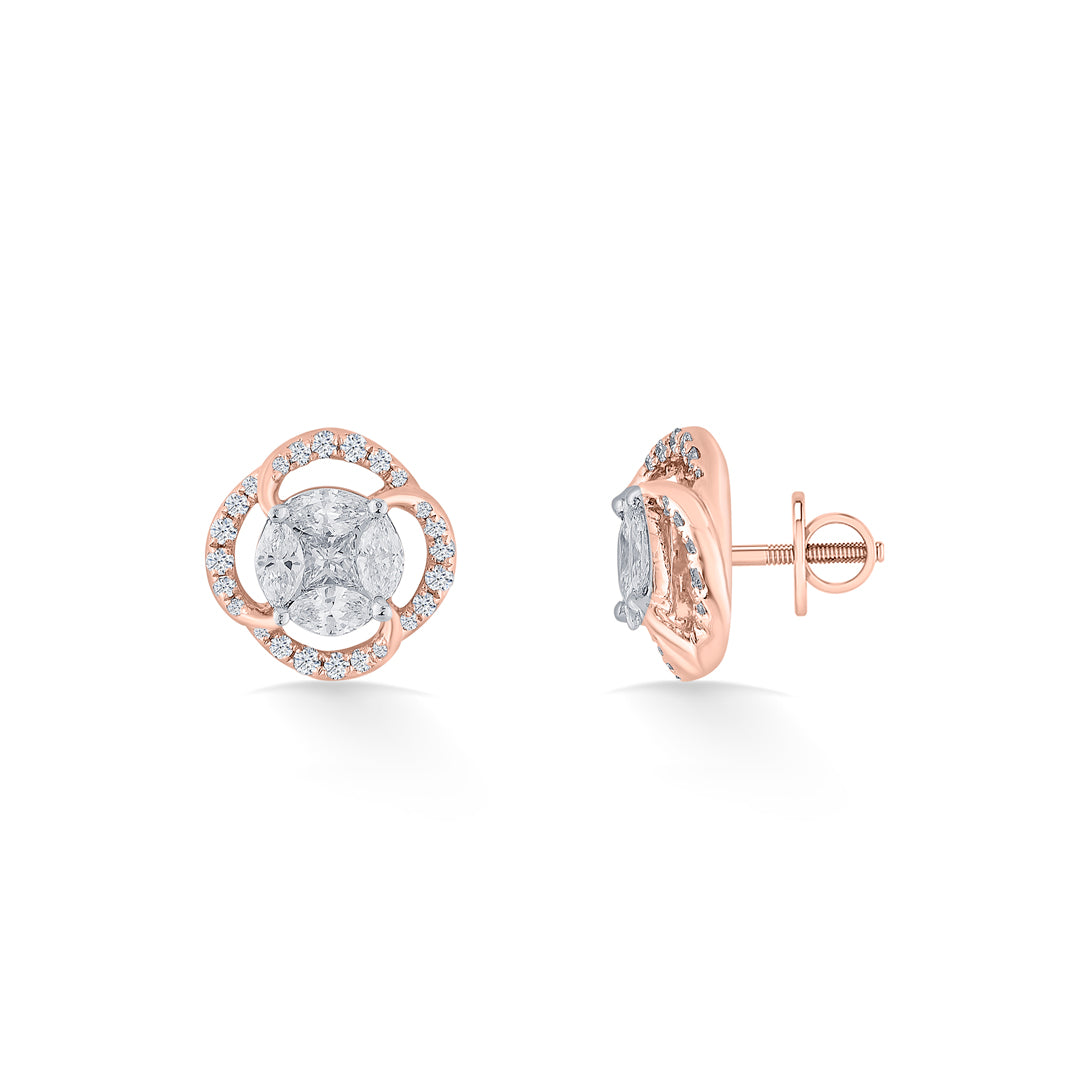majestic sphere rose gold stud earring for woman