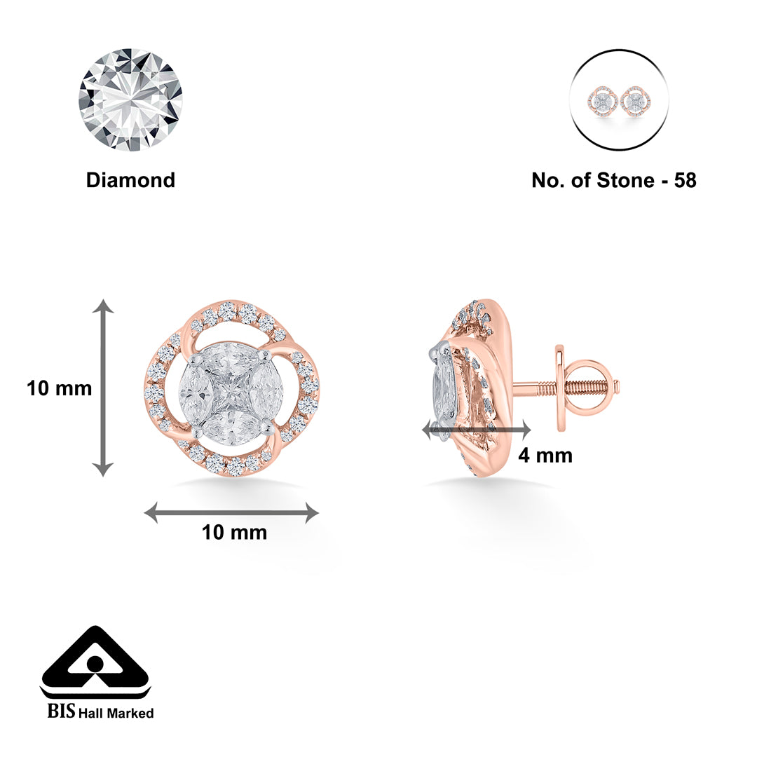 majestic sphere rose gold stud earring for woman