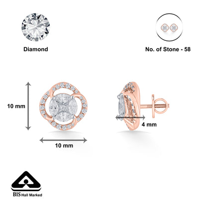 Majestic Sphere Rose Gold Stud Earring for Woman