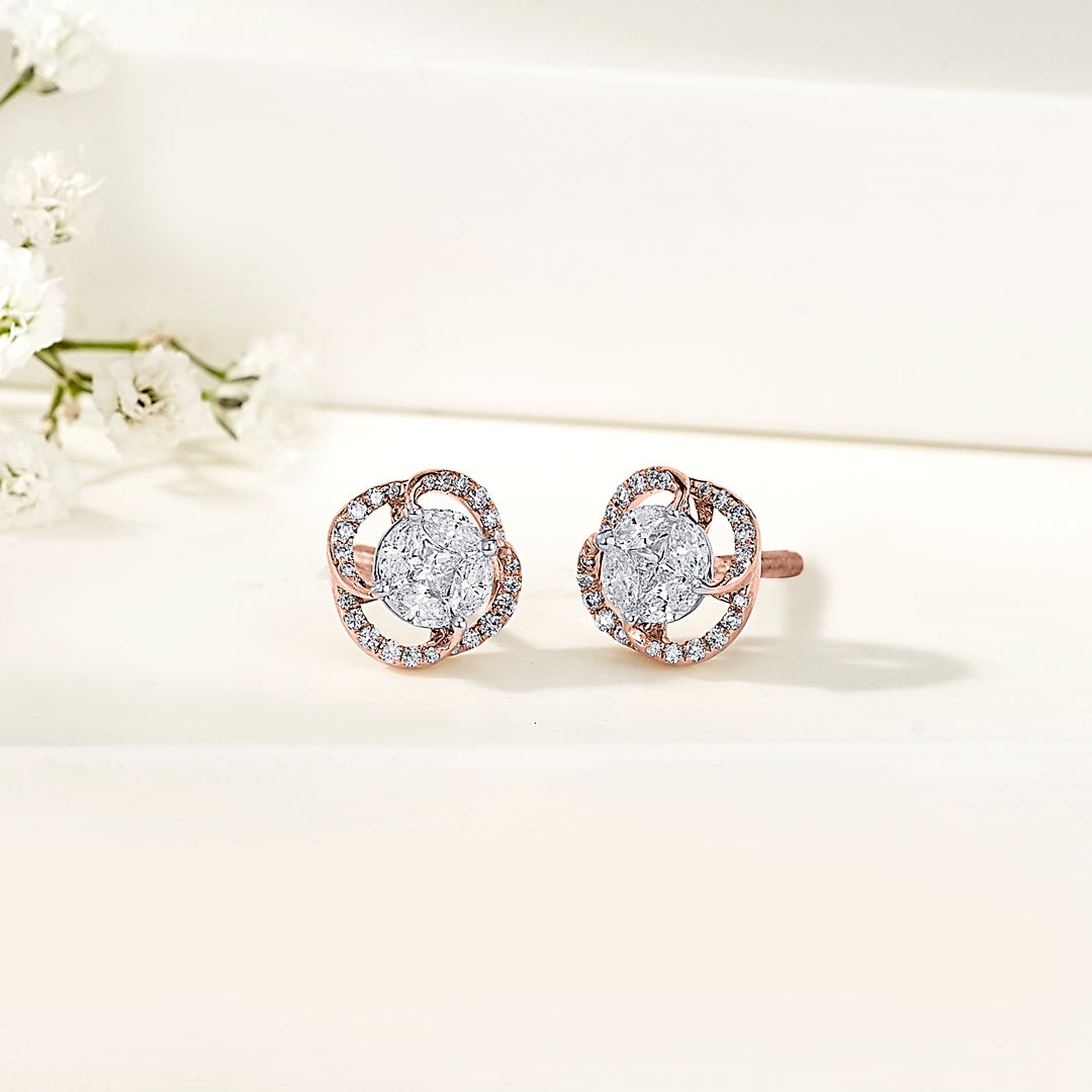 majestic sphere rose gold stud earring for woman