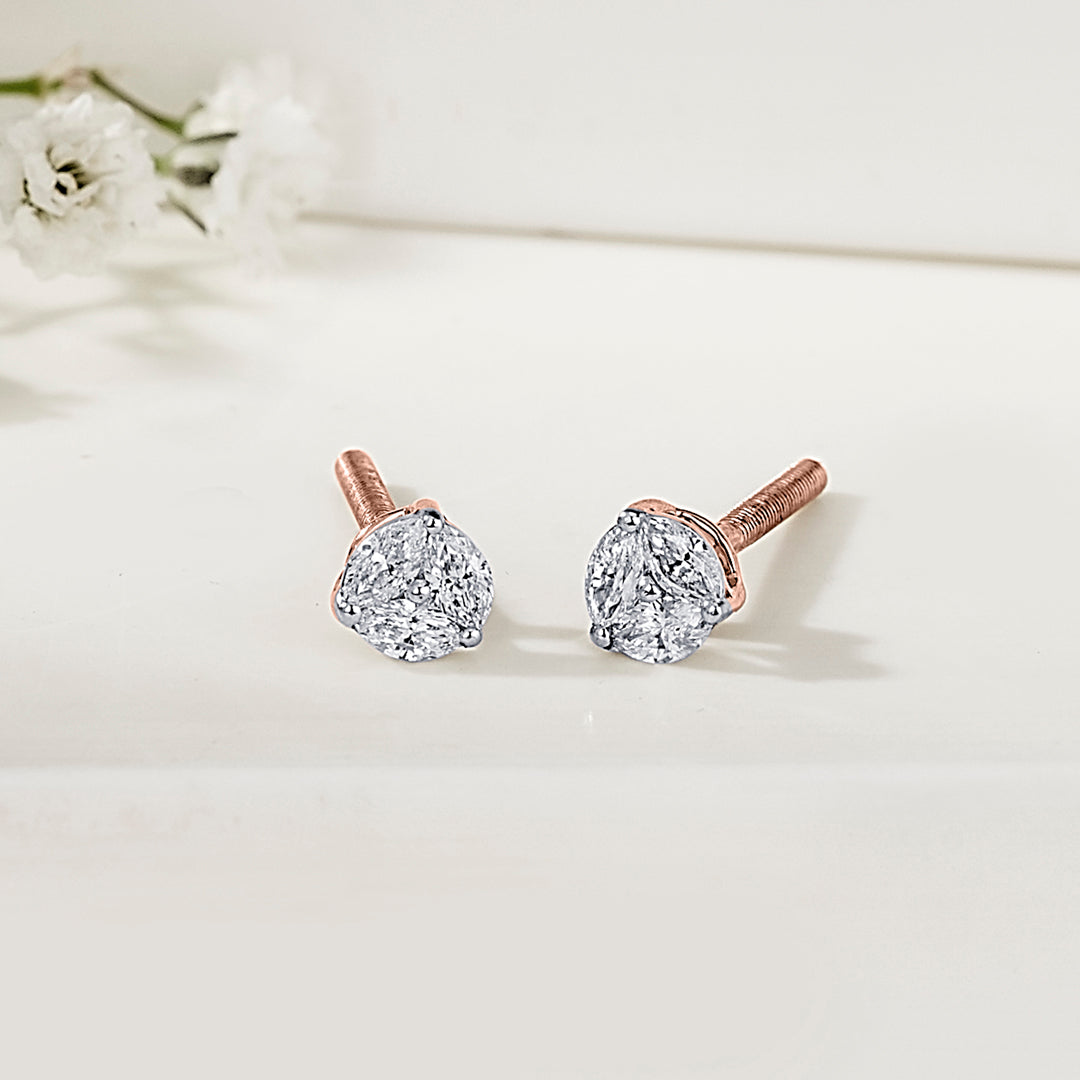 Victorian Shine Gold & Diamond Stud Earring For Women