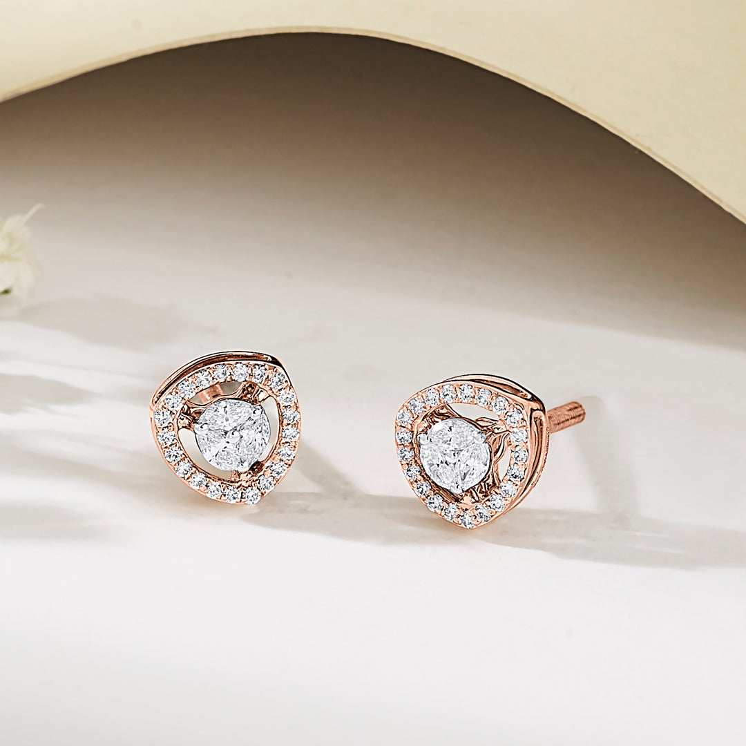 Cosmic Spark Gold Stud Diamond Earring for Women