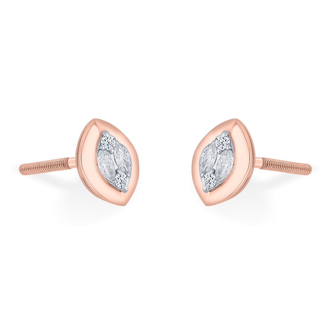 gilded vision rose gold stud earring for woman