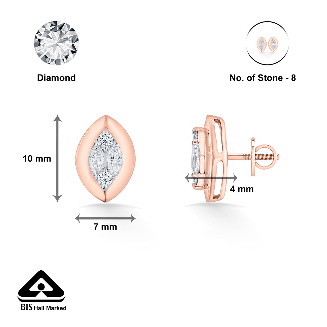 gilded vision rose gold stud earring for woman