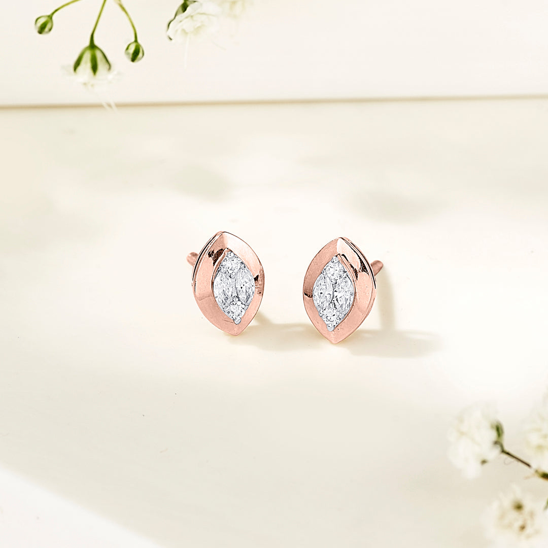 gilded vision rose gold stud earring for woman