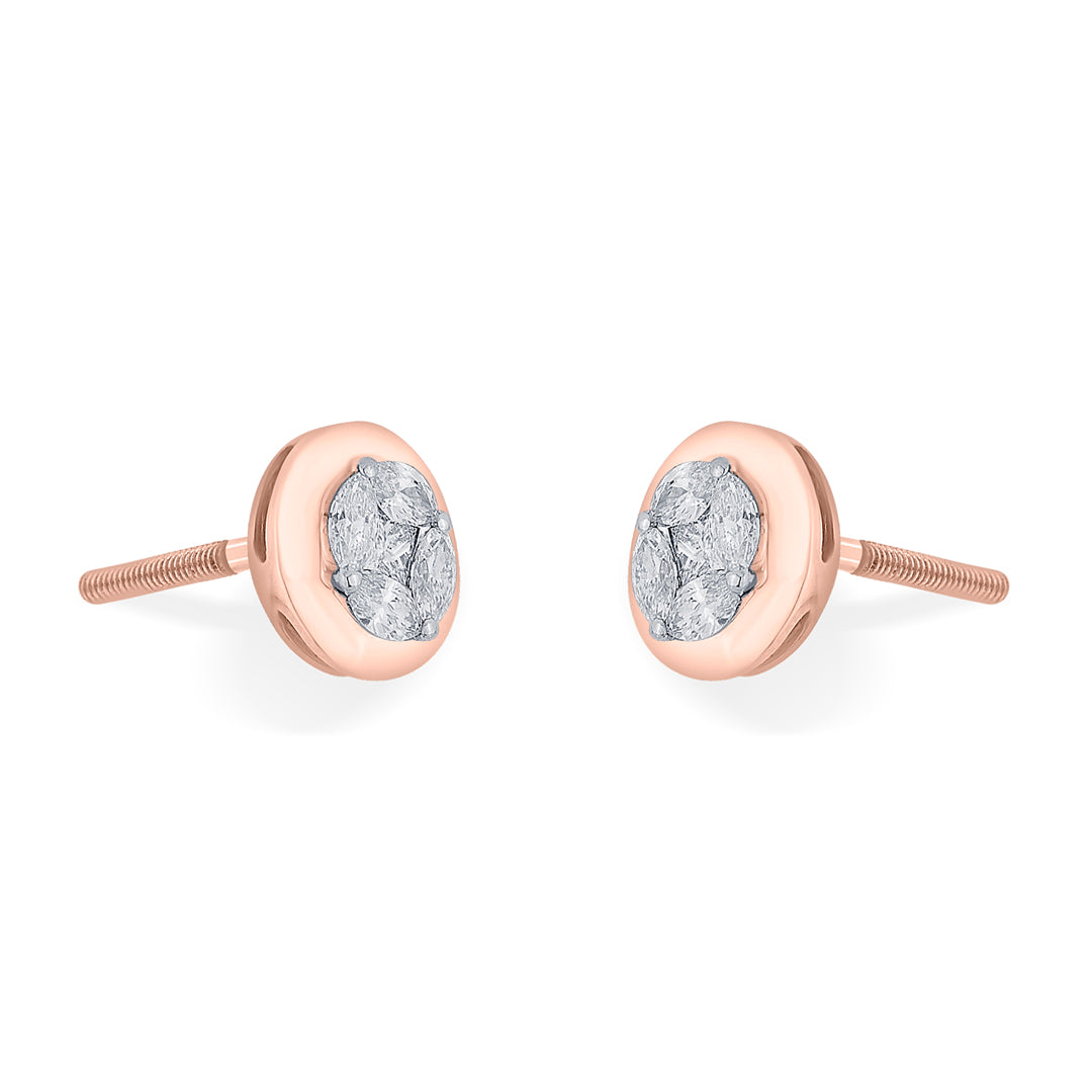 lunar eclipse yellow gold stud earring for woman
