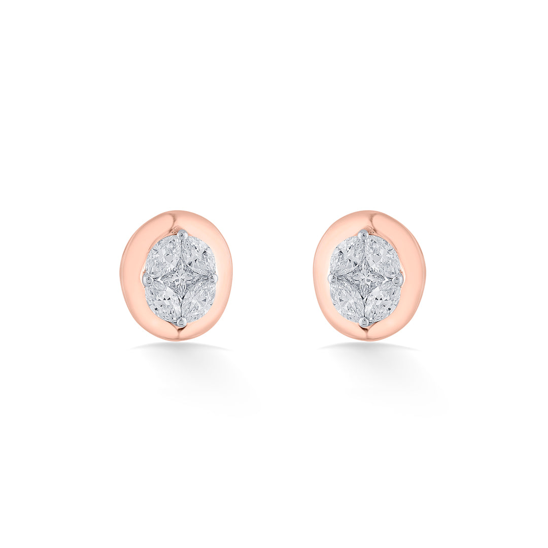 lunar eclipse yellow gold stud earring for women
