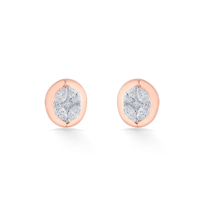 Lunar Eclipse Yellow Gold Stud Earring for Women