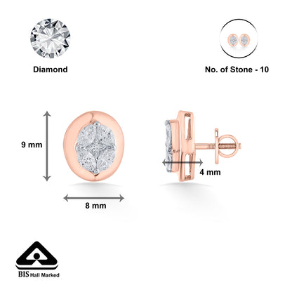 Lunar Eclipse Yellow Gold Stud Earring for Woman