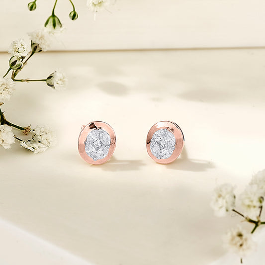 Lunar Eclipse Yellow Gold Stud Earring for Woman