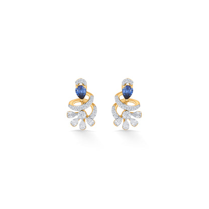 Sapphire Swirl Gold Stud Diamond Earring for Women