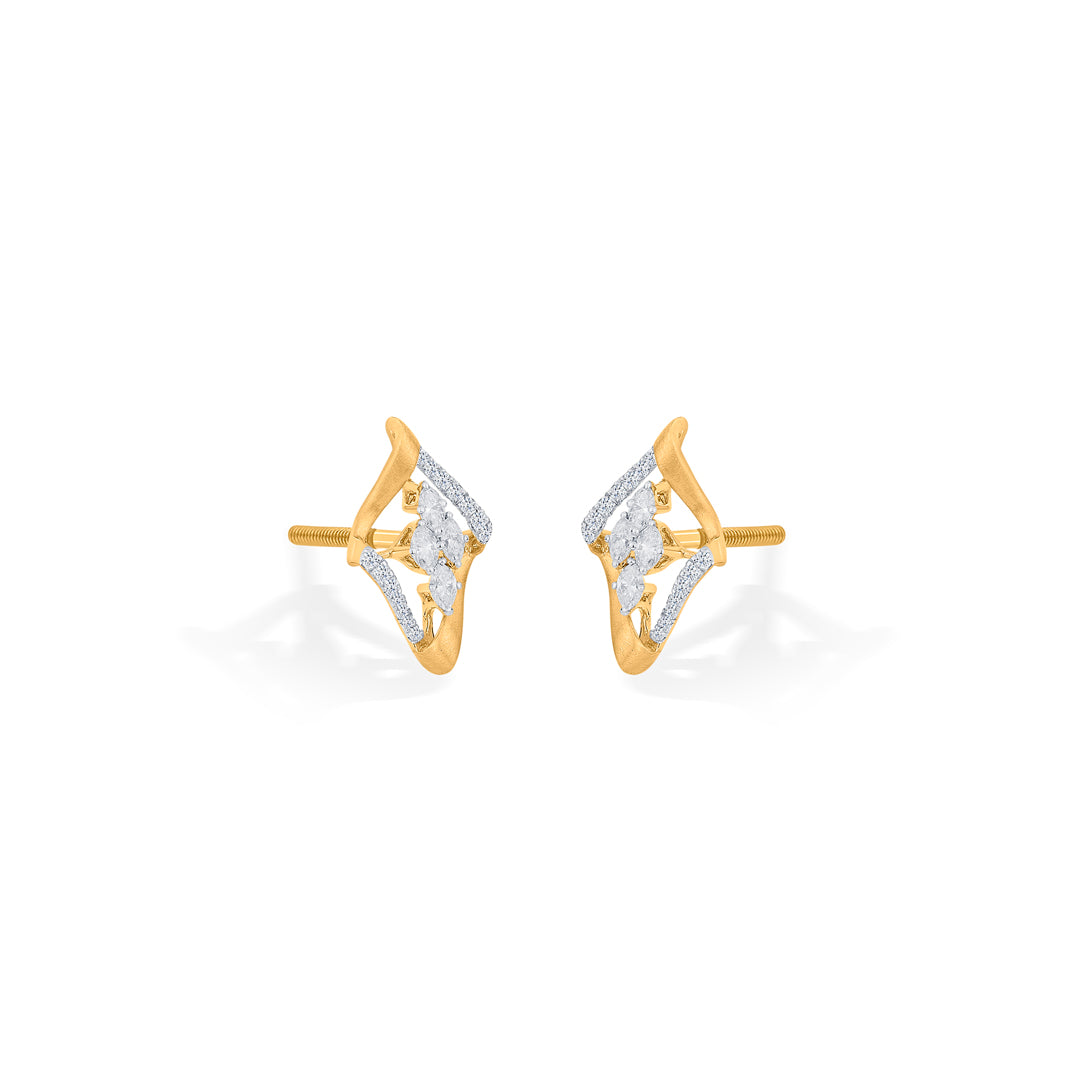 starlit window gold stud diamond earring for woman