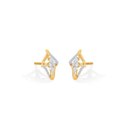 Starlit Window Gold Stud Diamond Earring for Woman