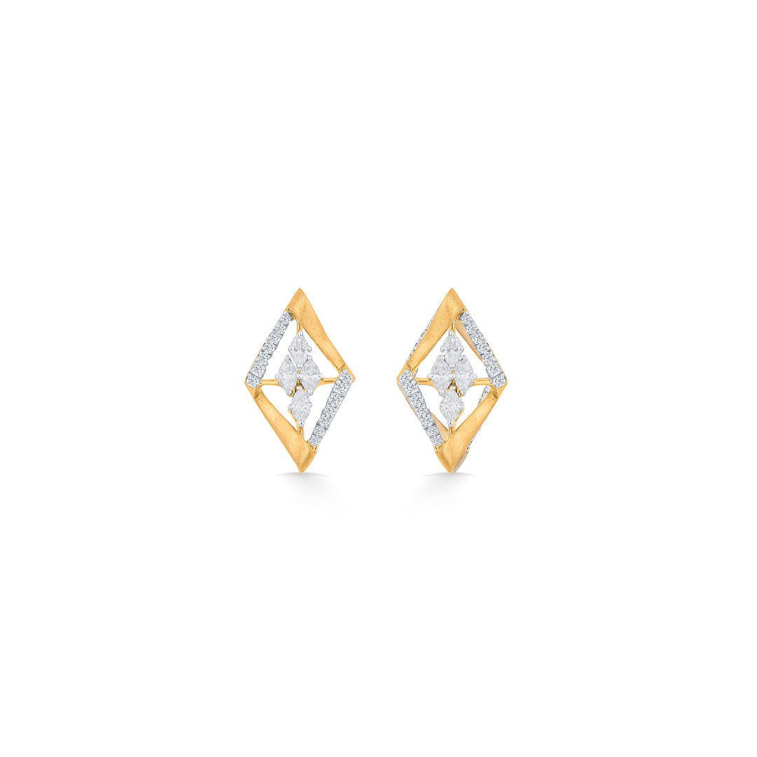 starlit window gold stud diamond earring for women