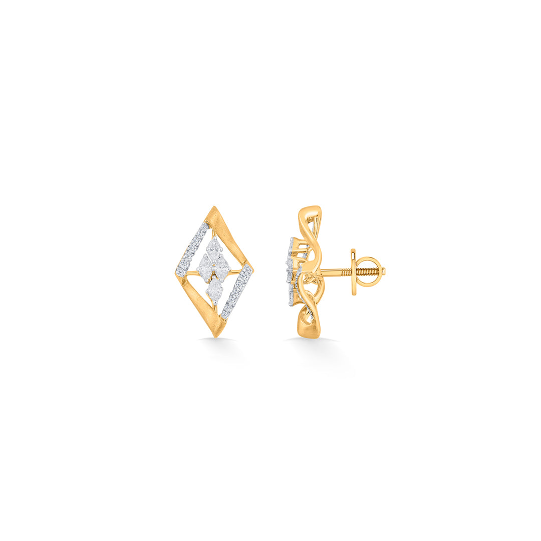 starlit window gold stud diamond earring for woman