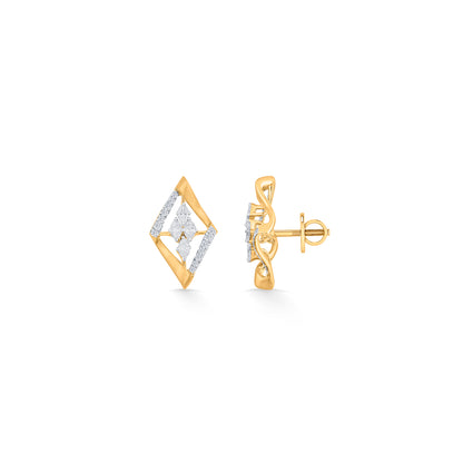 Starlit Window Gold Stud Diamond Earring for Woman