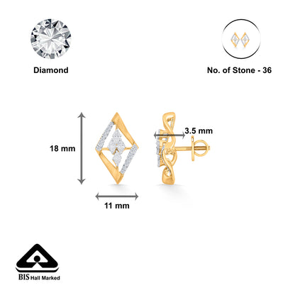 Starlit Window Gold Stud Diamond Earring for Woman
