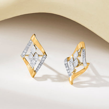 Starlit Window Gold Stud Diamond Earring for Woman