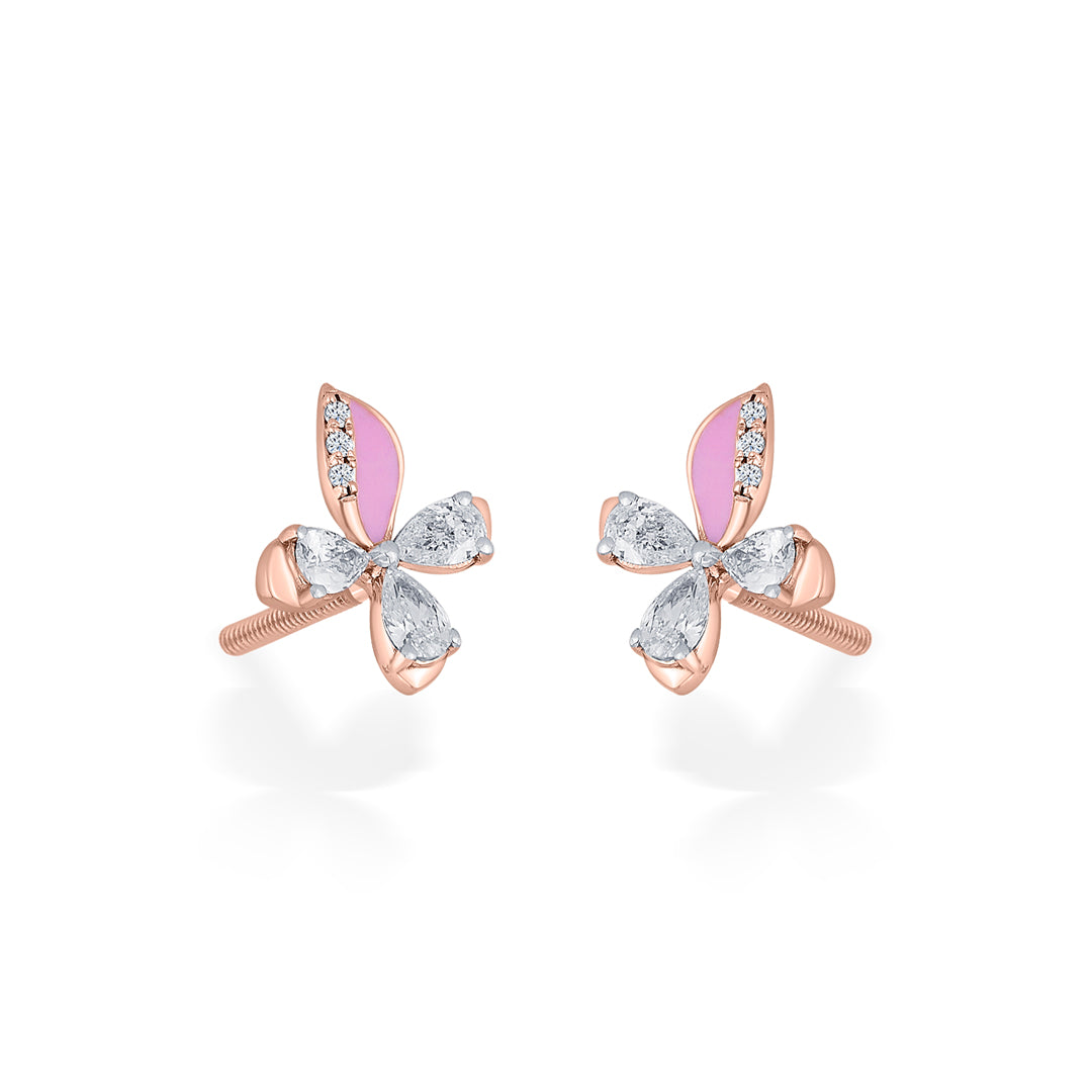 blush fly gold stud diamond earring for woman
