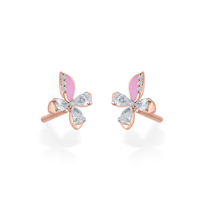 Blush Fly Gold Stud Diamond Earring for Woman