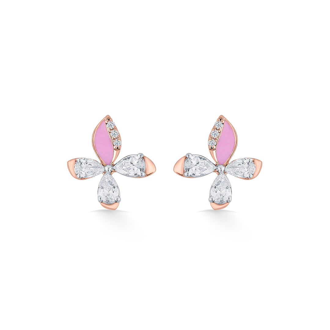 blush fly gold stud diamond earring for women