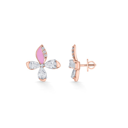 Blush Fly Gold Stud Diamond Earring for Woman