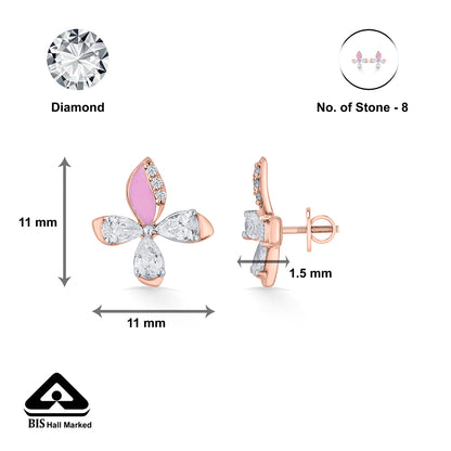 Blush Fly Gold Stud Diamond Earring for Woman