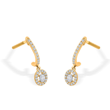 Starlit Loop Yellow Gold Dangler Earring for Woman