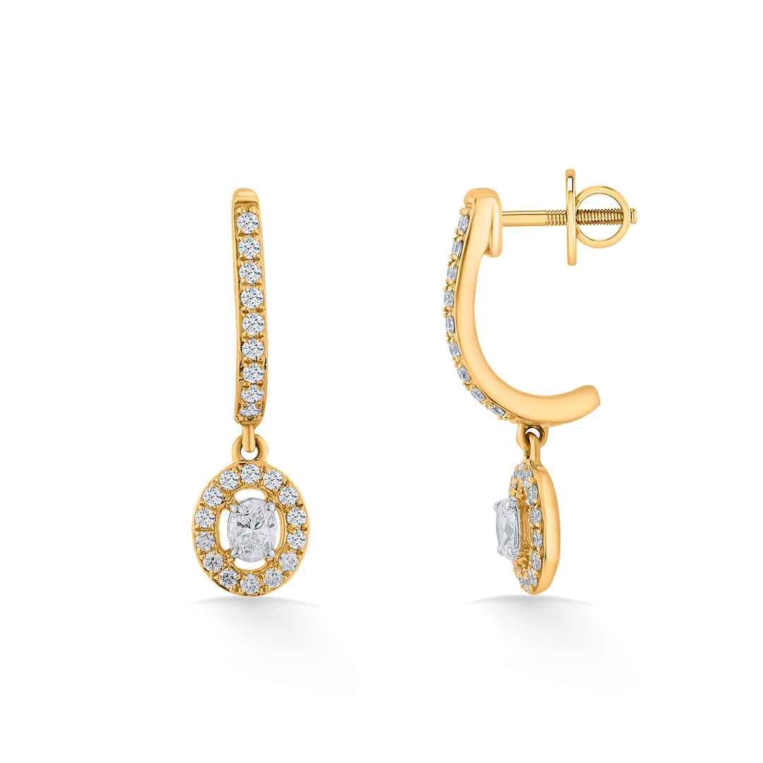 starlit loop yellow gold dangler earring for woman