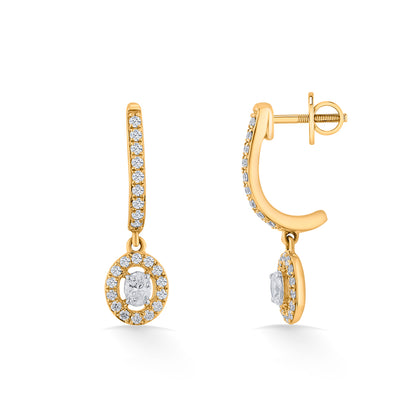 Starlit Loop Yellow Gold Dangler Earring for Woman