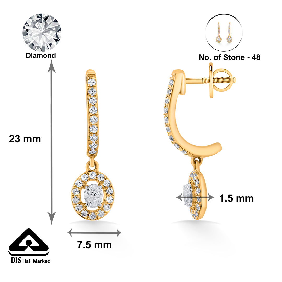 starlit loop yellow gold dangler earring for woman