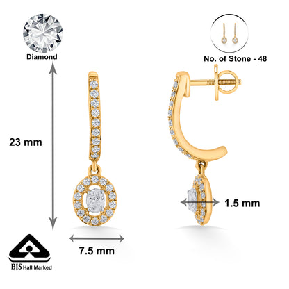 Starlit Loop Yellow Gold Dangler Earring for Woman