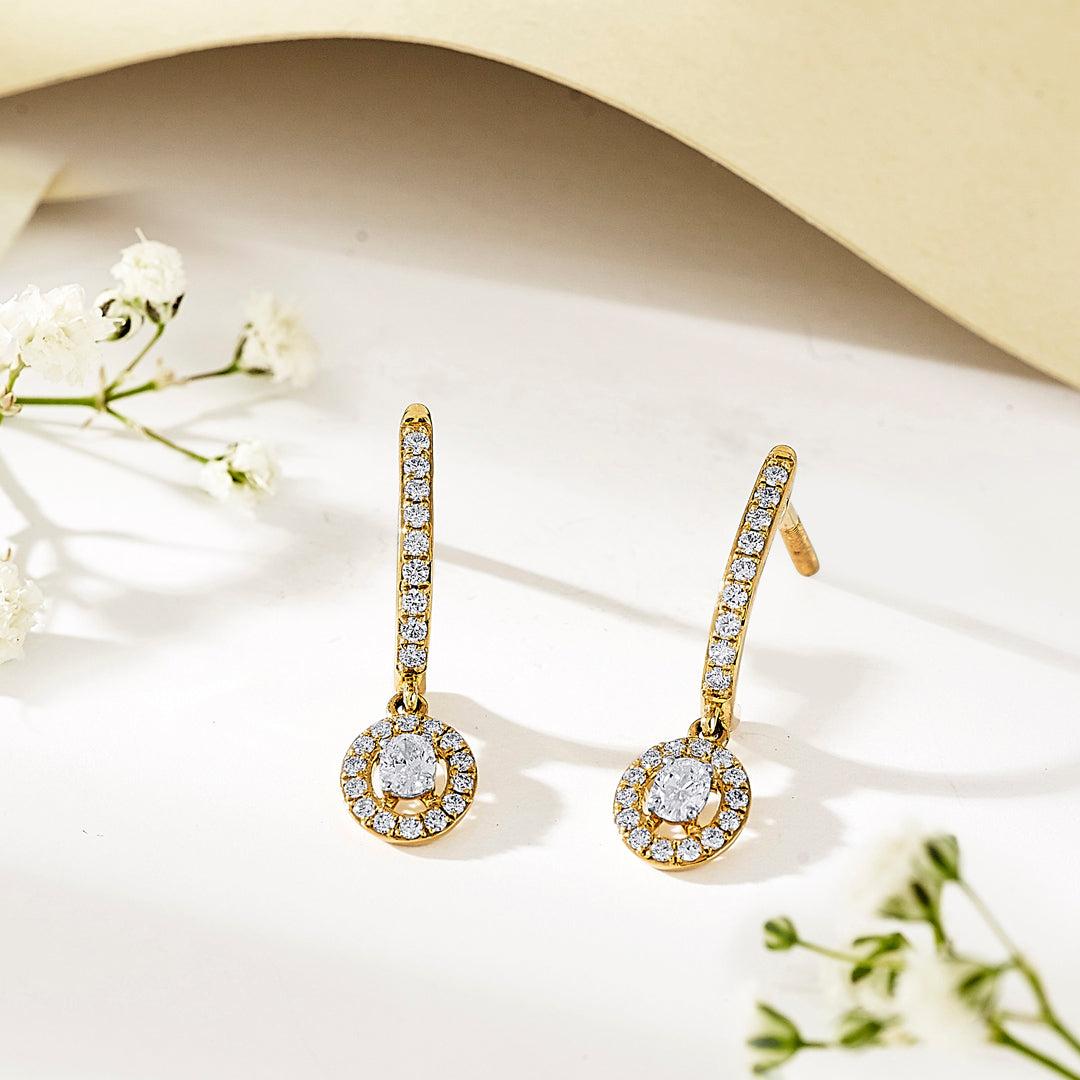 Starlit Loop Yellow Gold Dangler Earring for Women