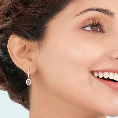 Starlit Loop Yellow Gold Dangler Earring for Woman