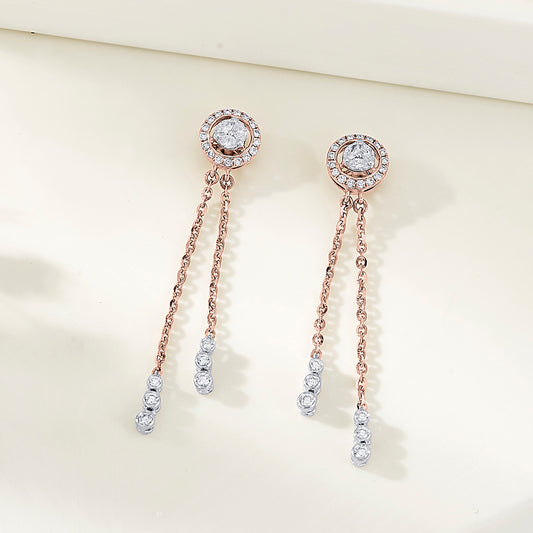 Radiance Ribbons Gold Stud Diamond Earring for Woman