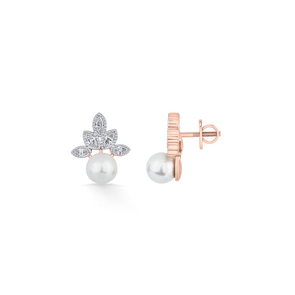Opal Pearl Rose Gold Stud Diamond Earring For Woman