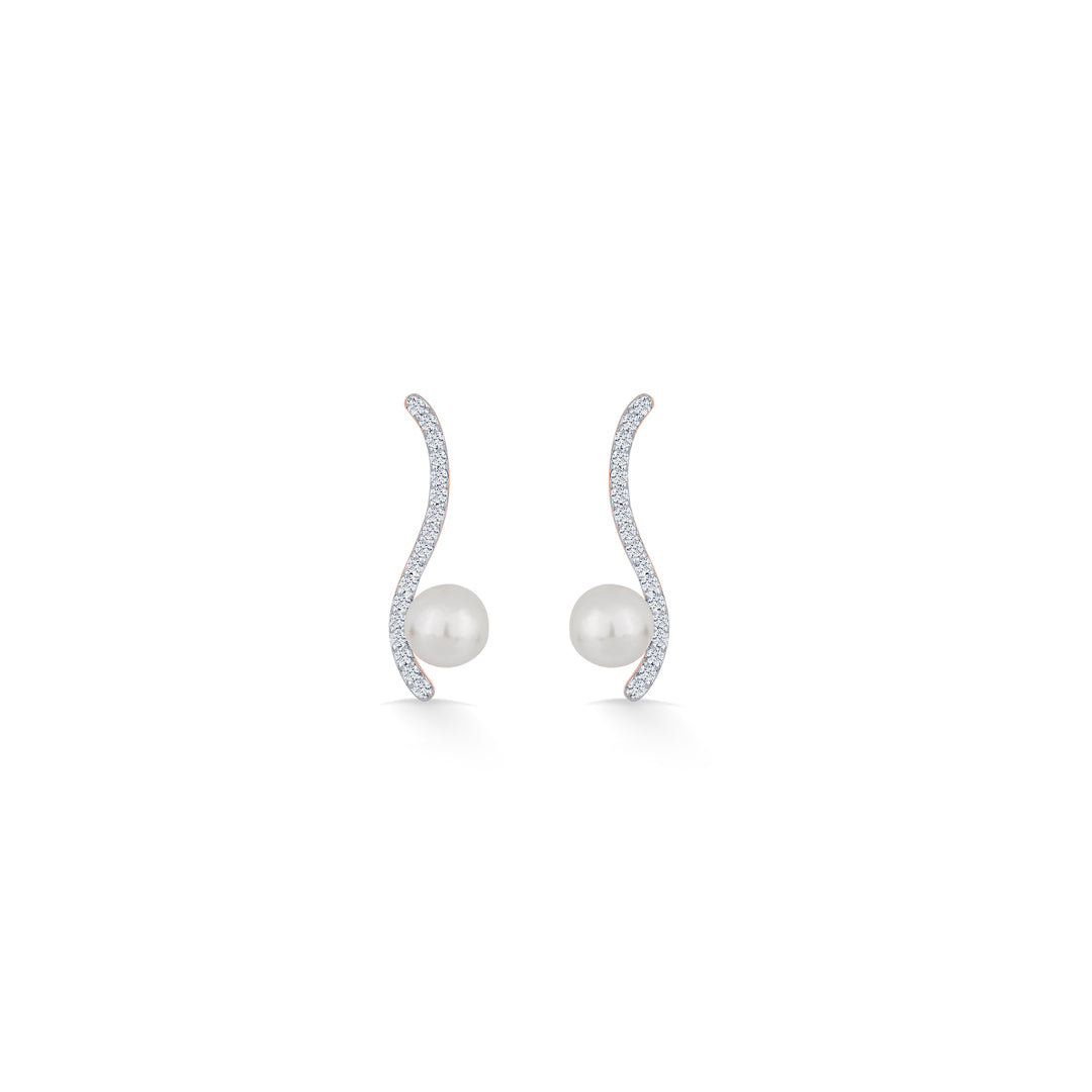 serene swirls gold & diamond stud earring for women