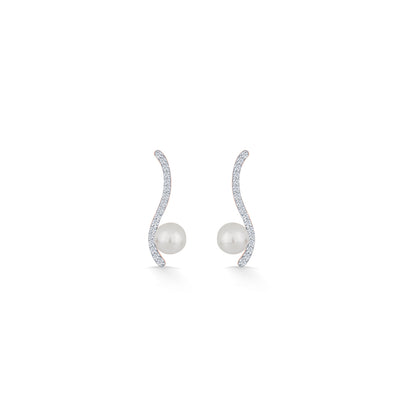 Serene Swirls Gold & Diamond Stud Earring For Women