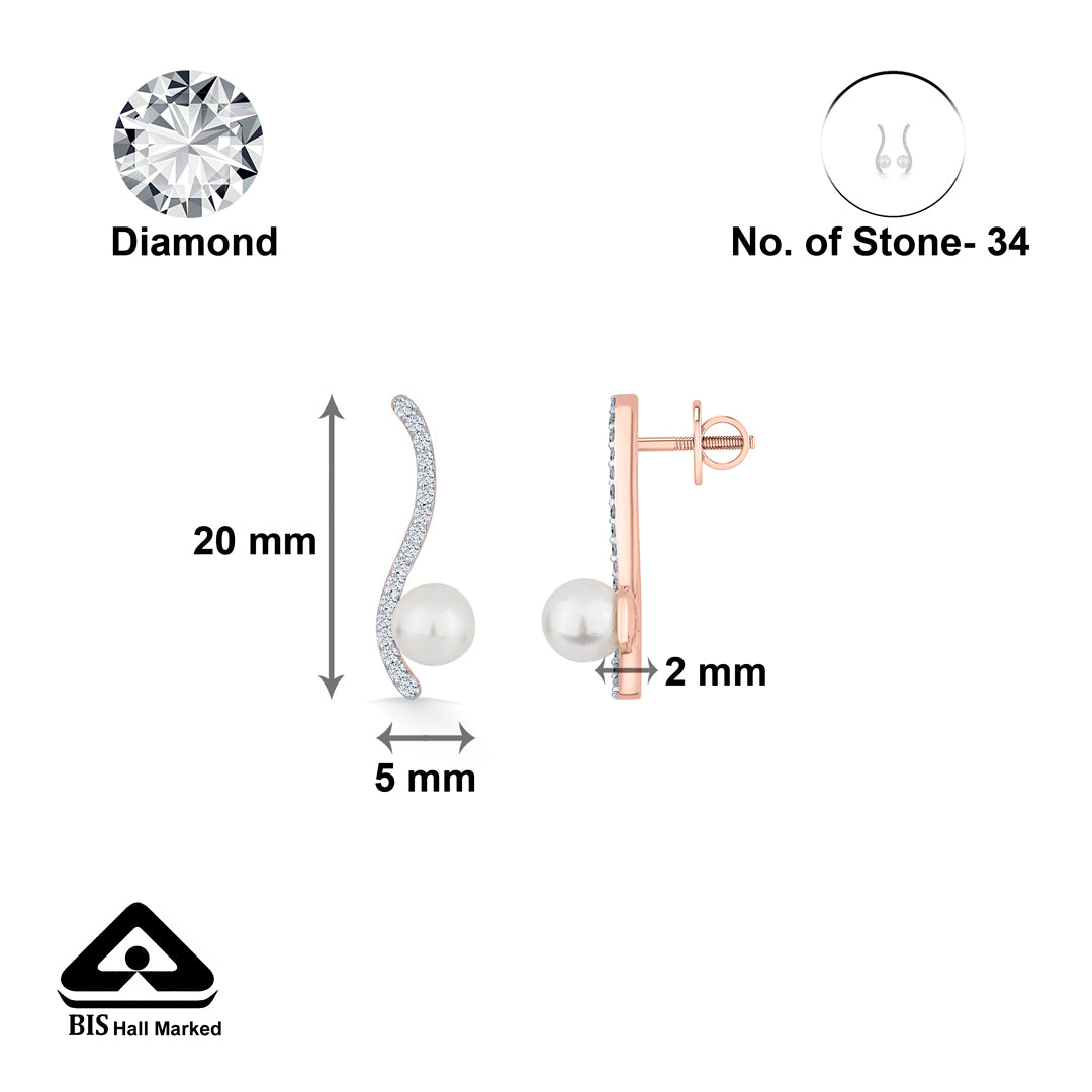 serene swirls gold & diamond stud earring for woman