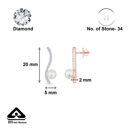 Serene Swirls Gold & Diamond Stud Earring For Woman