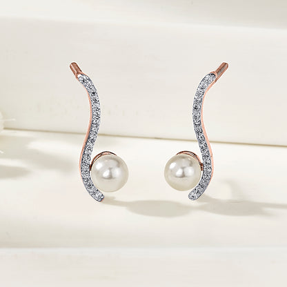 Serene Swirls Gold & Diamond Stud Earring For Woman