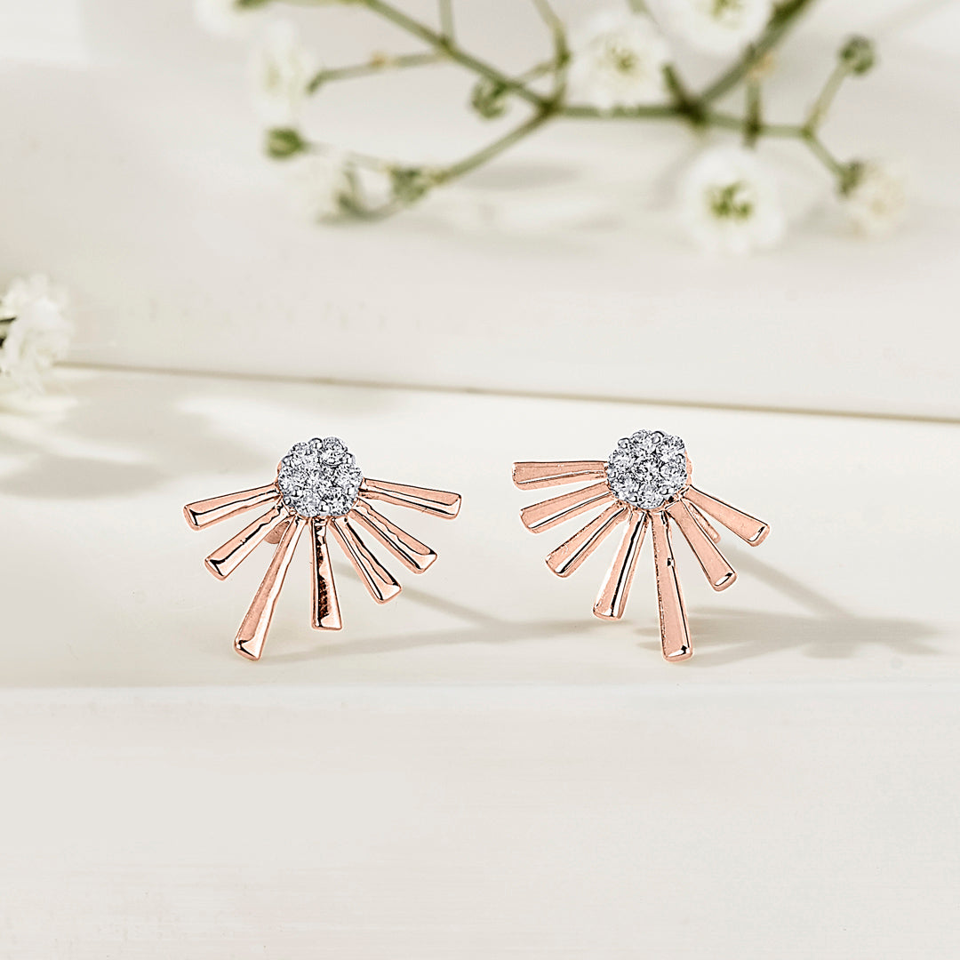 Morning Rays Gold & Diamond Stud Earring For Women