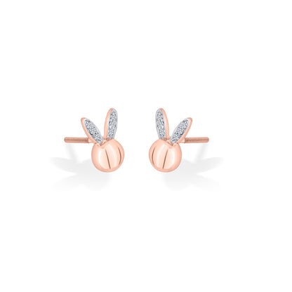 Bunny Bliss Rose Gold Stud Diamond Earring For Woman