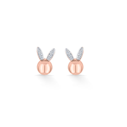 Bunny Bliss Rose Gold Stud Diamond Earring For Women
